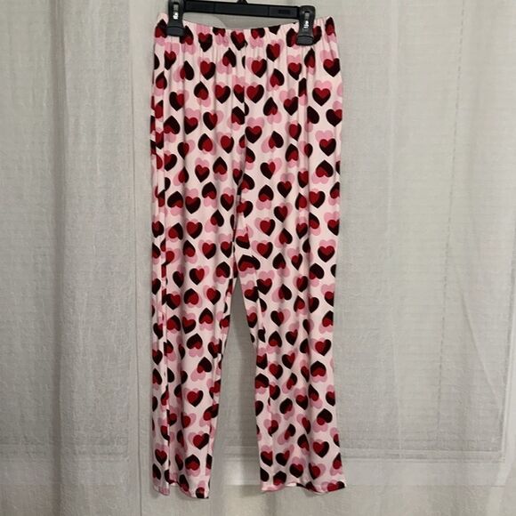kate spade Pink Red Burgundy Overlapping Hearts Notch Collar Long Sleeve Pant PJ - Picture 8 of 12